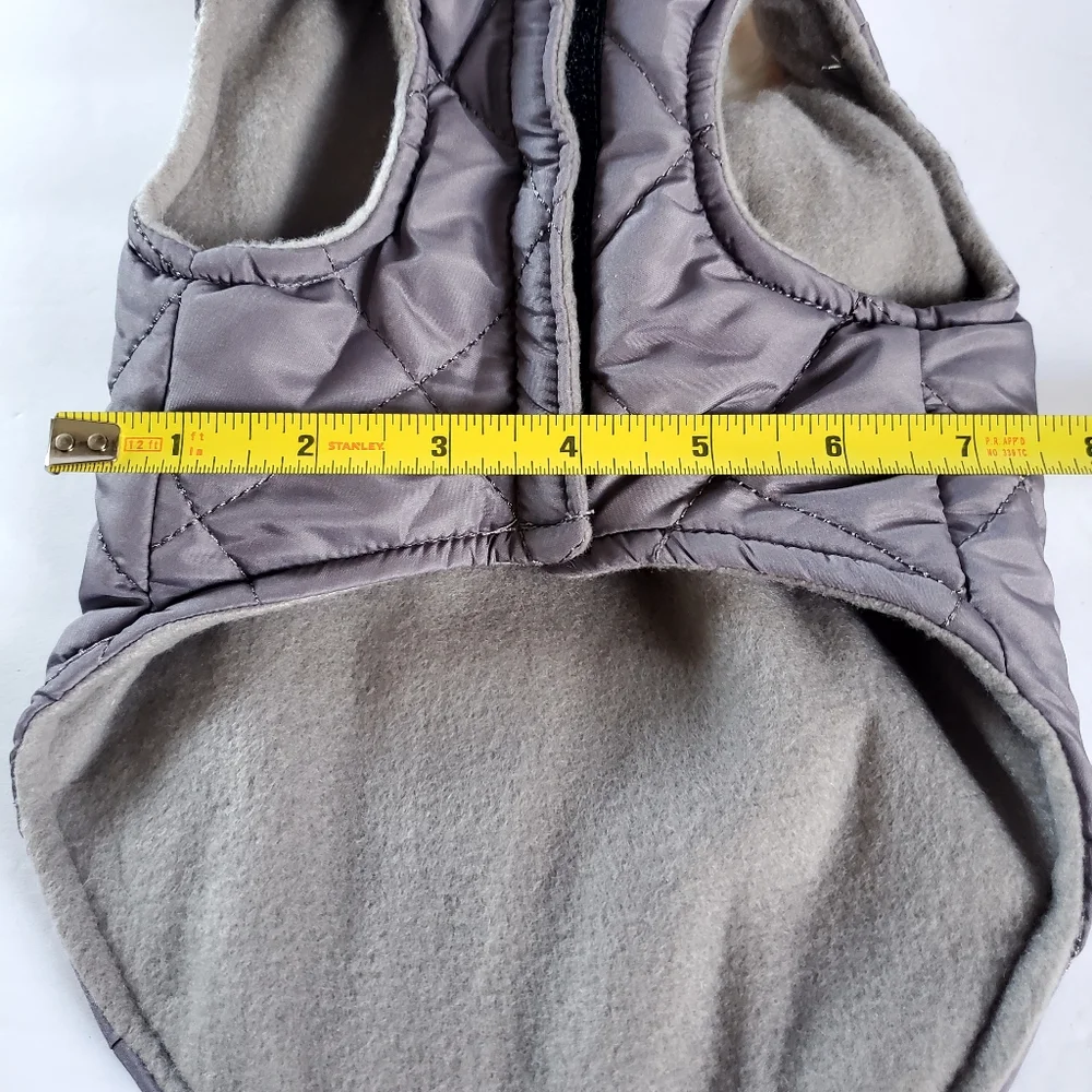 Luxurious Gray Quilted Dog Coat Size Medium